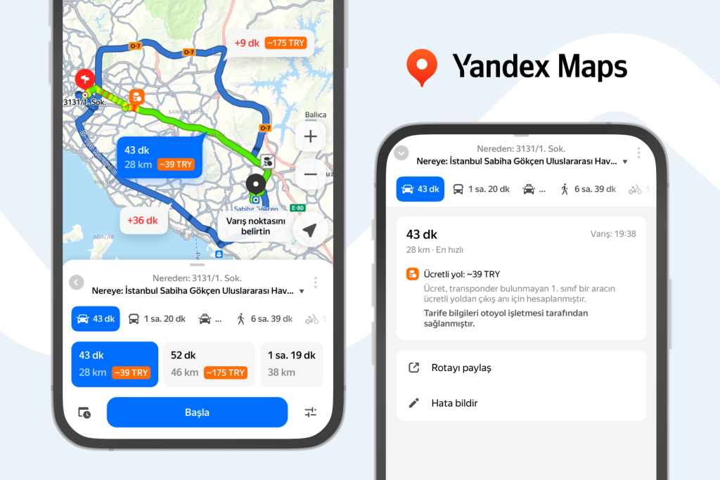 Yandex Maps Artık Güzergâh Boyunca Yol Ücretlerini Gösteriyor